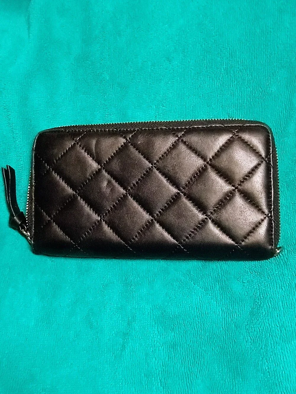 DKNY Quilted Black Zip Around Wallet